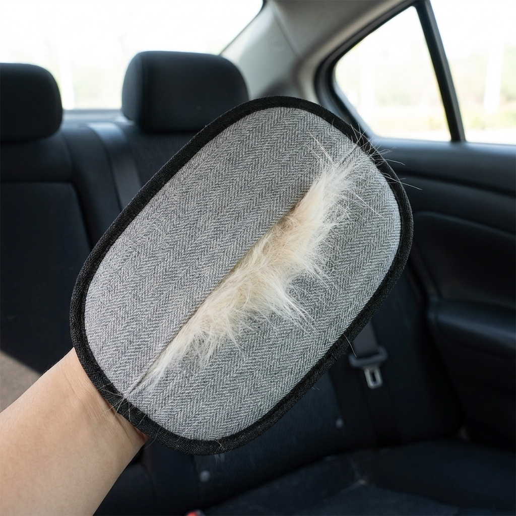 Collected fur after cleaning a car seat