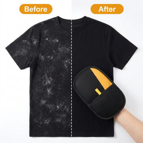 Before and after on a black t-shirt