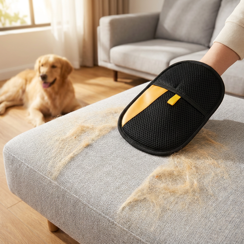 Removing pet hair from a couch