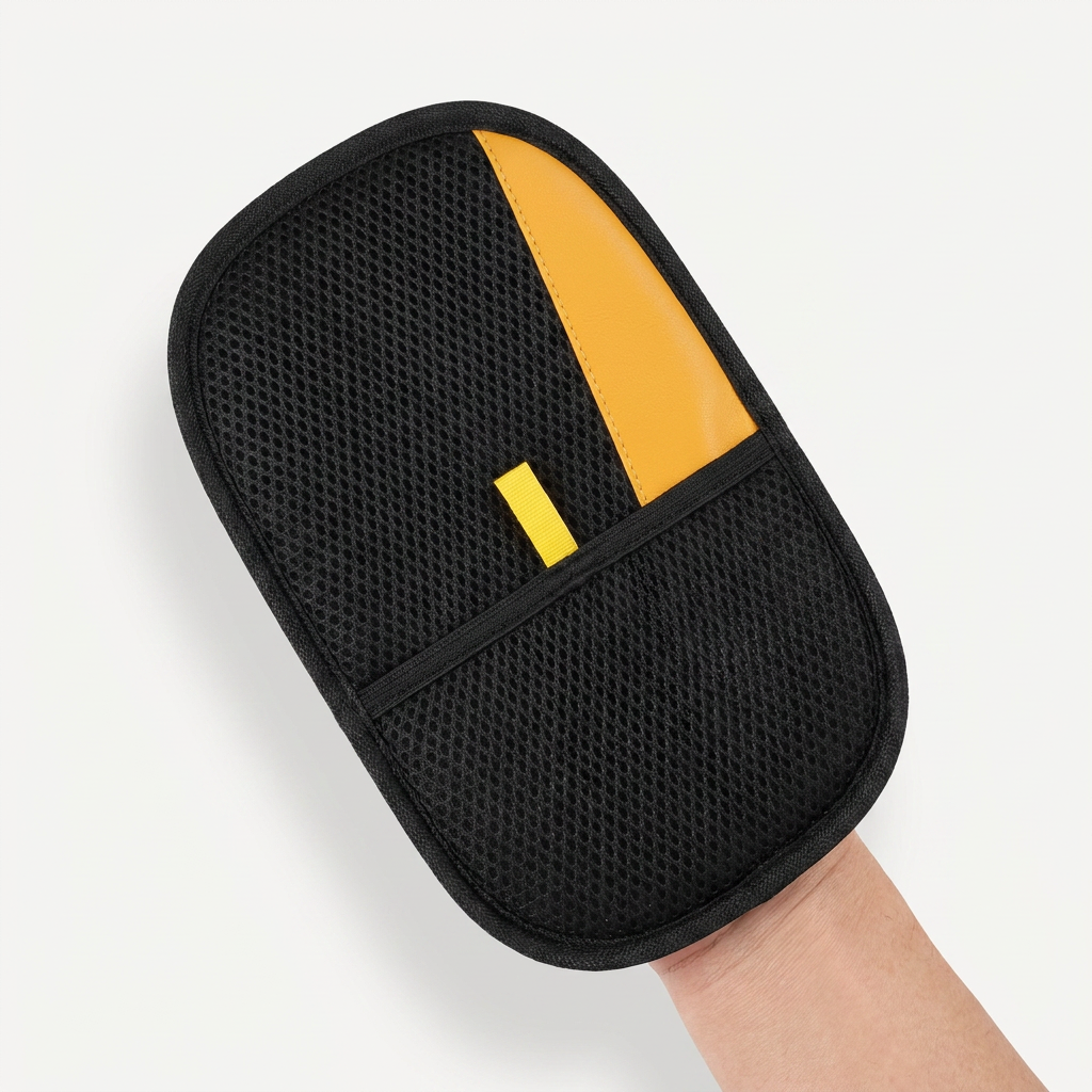 DenHound Pet Hair Remover Glove worn on hand